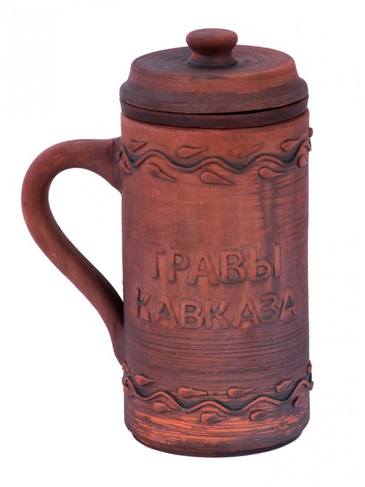 Купить кружка из красной глины "травы кавказа" с доставкой по России